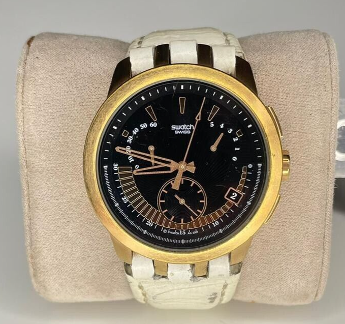 Swatch Swiss Watch 2007 Vintage Swatch Day Date Watch Black Geometric Strap, 2007  main image 3