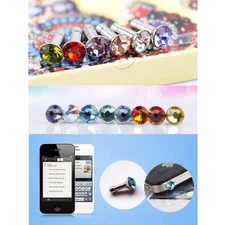 3PCS Headphone Anti-Dust Dock Cover 3.5mm Earphone Jack Plug Cap Crystal Jewelry