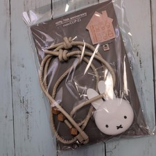 miffy m9N 70th Anniversary Bunny Charm Phone Holder Coin Case Beige Adjustable
