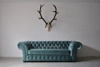 Chesterfield Dreisitzer Couch Polster 3Er Couchen Wohnzimmer Sofa GrüN Samt Neu