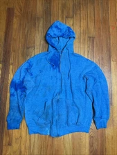 Vintage Full Zip Hoodie Adult Large Blue Made in USA Sweater 70s 80s Full Zip