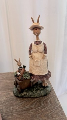 Farmhouse Easter Bunny Gardener Figurine Rustic Spring Cottagecore Rabbit Decor