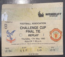 1990 Crystal Palace V Manchester United FA cup Final Replay Match Ticket Stub