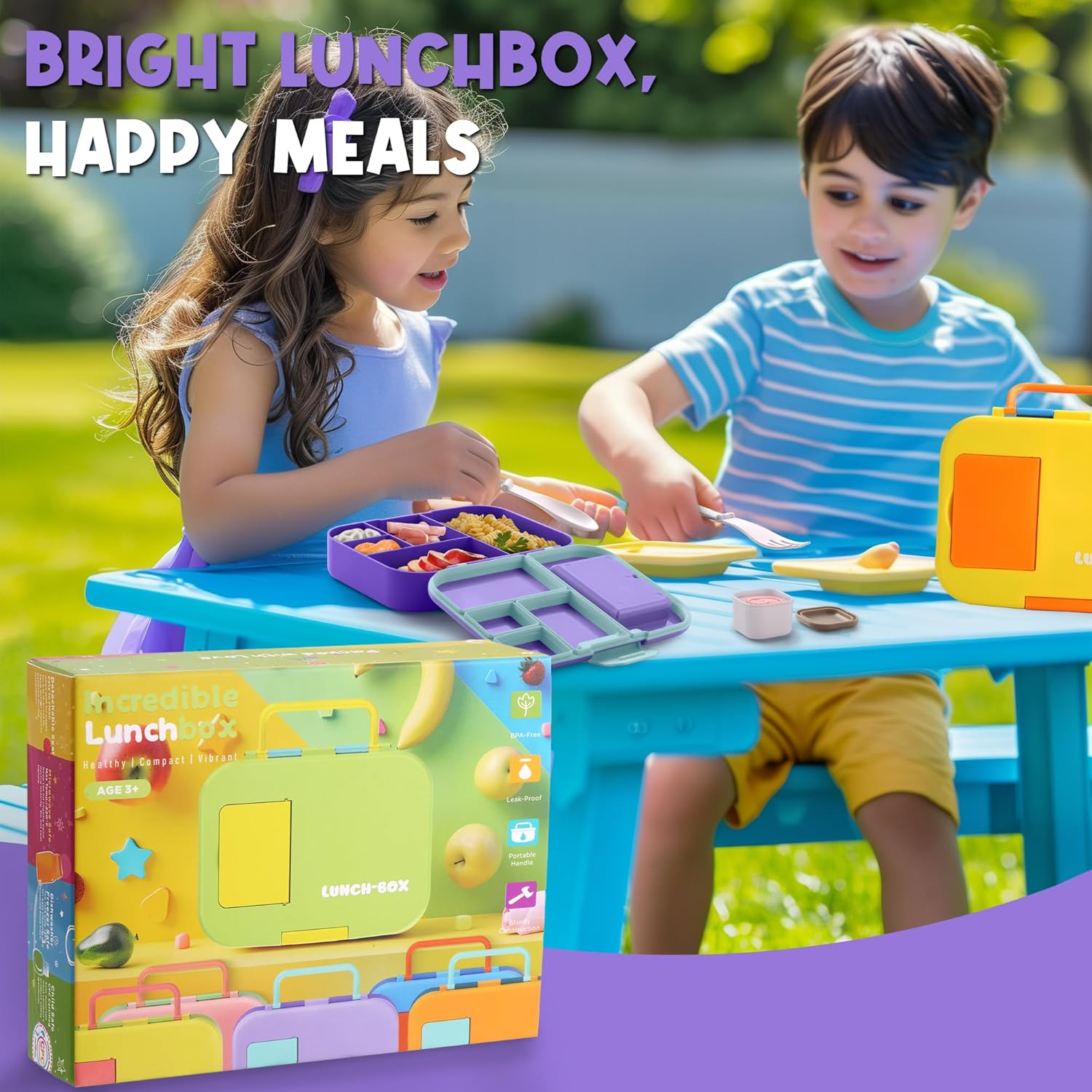 Cute 5-Compartment Toddler Lunch Box for Girls School