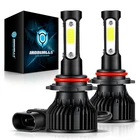 4-sides 9012 HIR2 LED Headlight Bulbs Kit High/Low Beam 2500000LM 6500K White 2x