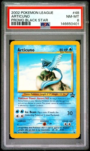 2002 POKEMON LEAGUE PROMO BLACK STAR #48 ARTICUNO PSA 8