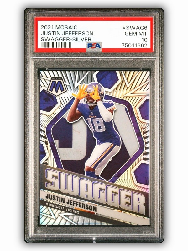 2021 Mosaic Swagger Silver Justin Jefferson PSA 10 Vikings SSP Insert #SWAG6