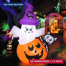 5 FT Halloween Inflatables Pumpkin Ghost Cat Outdoor Decorations Blow Up