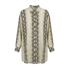 Fashion Nova Womens 2X Snakeskin Print Button Front Tunic Shirt Dress Oversized