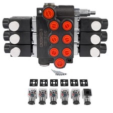 3 Spool 13 GPM Solenoid Hydraulic Control Valve Double Acting 3600 PSI 12V DC