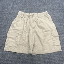 VTG Ocean Pacific OP Cargo Shorts Khaki Elastic Zip Button Draw String Hiking