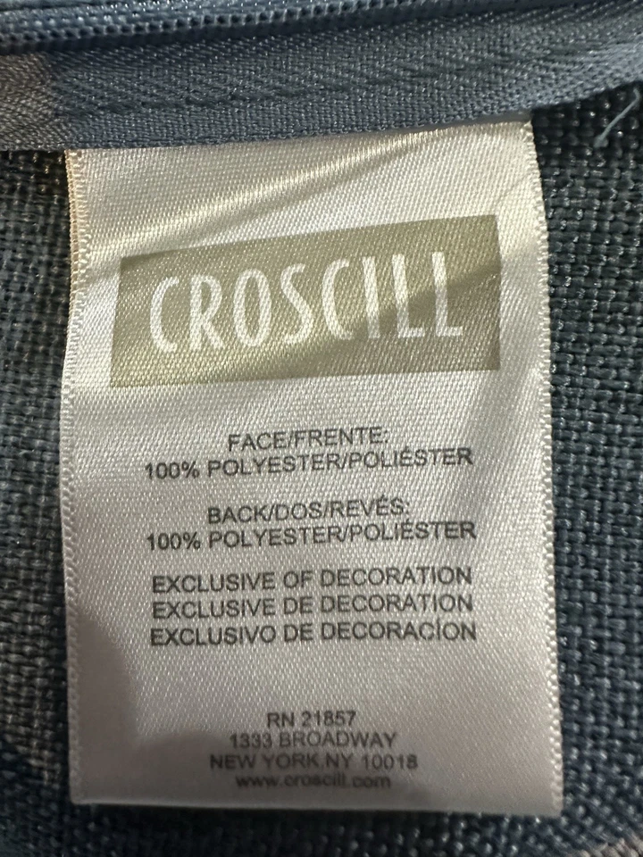 Croscill 3 Euro Pillow Shams 26 英寸 X 26 英寸柔软牛仔蓝色金色条纹拉链 — 第 4/4 张图片