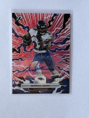 Derrick Henry 2025 Topps Resurgence #8 Pink Power Surge /10 Baltimore Ravens AU