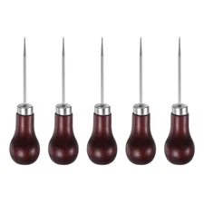 5pcs Handwork Sewing Awl Single Gourd Leather Punch Hole Set Tool, Red-brown