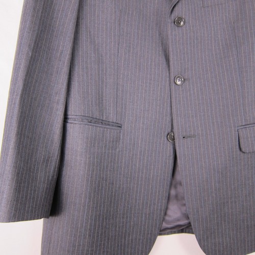 Jones New York Blazer Men 38 Gray Blue Pinstripe Wool Classic Jacket - Picture 2 of 10