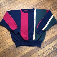 Vintage 90s Nautica Crewneck Sweater Men Size L Colorblock Striped Preppy