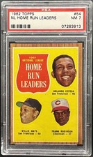 1962 Topps #54 NL Home Run Leaders PSA 7 with 3 HOFers  Mays, Robinson & Cepeda