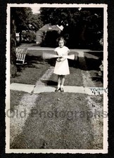 1949 ACTION PIC KID PRATICING TWIRLING BATON SIDEWALK OLD/VINTAGE PHOTO- I749