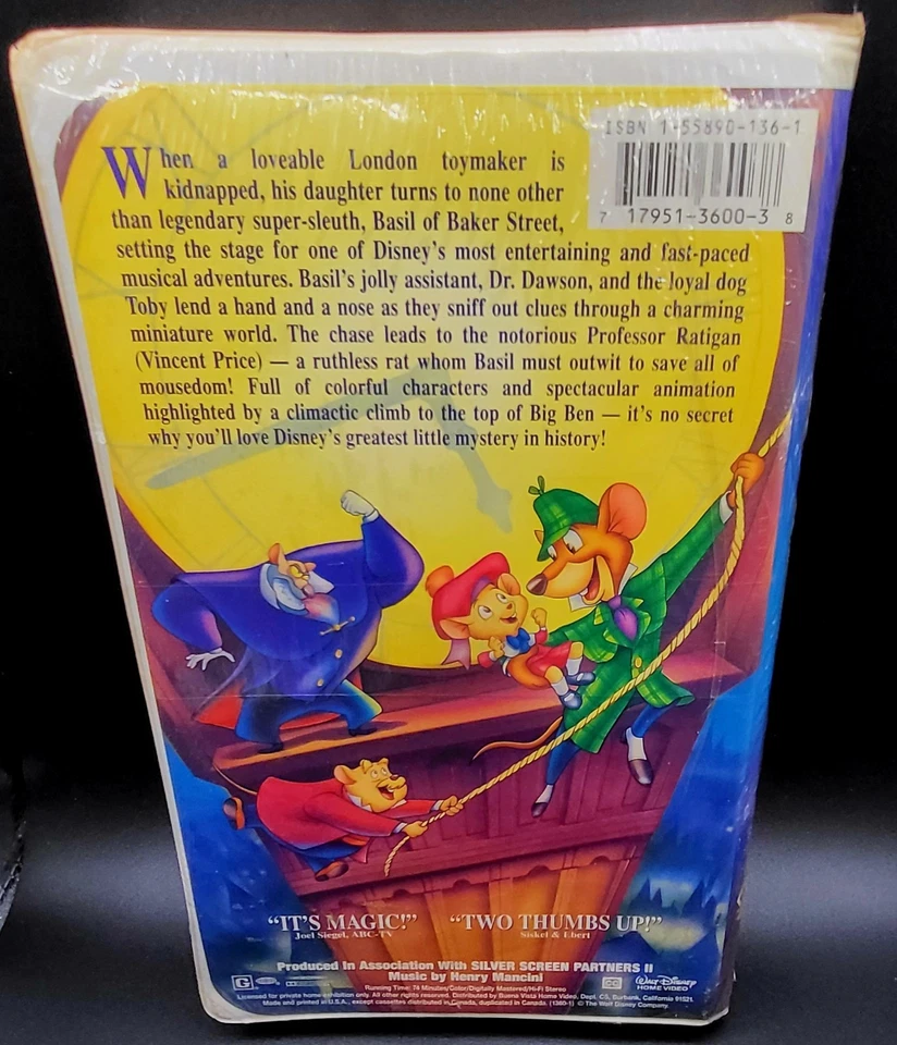 Walt Disney's The Great Mouse Detective Sealed Black Diamond VHS Tape - Image 2 of 3