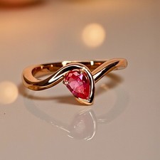 Sturdy Pink Sapphire Ring in 18K Rose Gold Vermeil , September birthstone