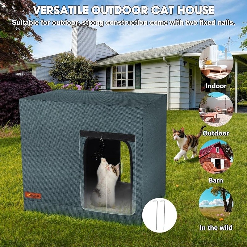 Heated Outdoor Cat House Insulated Weatherproof Shelter Feral Stray Cats New