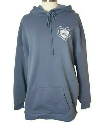Rue21 Womens Graphic Hoodie XL ''Its Not Me Its You'' Cloudy Blue Oversized Street