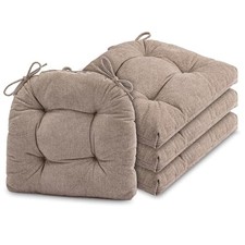Chair Cushions for Dining Chairs Set of Tufted Textured and Non-Slip 4 Khaki