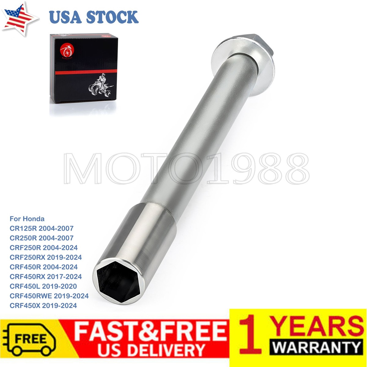 Front Wheel Axle & Nut for Honda CRF450RX 2017-2024 / CRF250R
