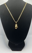 9ct Gold Filled 60cm Men’s Boys Boxing Glove Pendant Curb Chain Necklace
