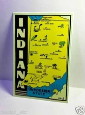 Indiana Hoosier State Vintage Style Travel Decal / Vinyl Sticker, Luggage Label