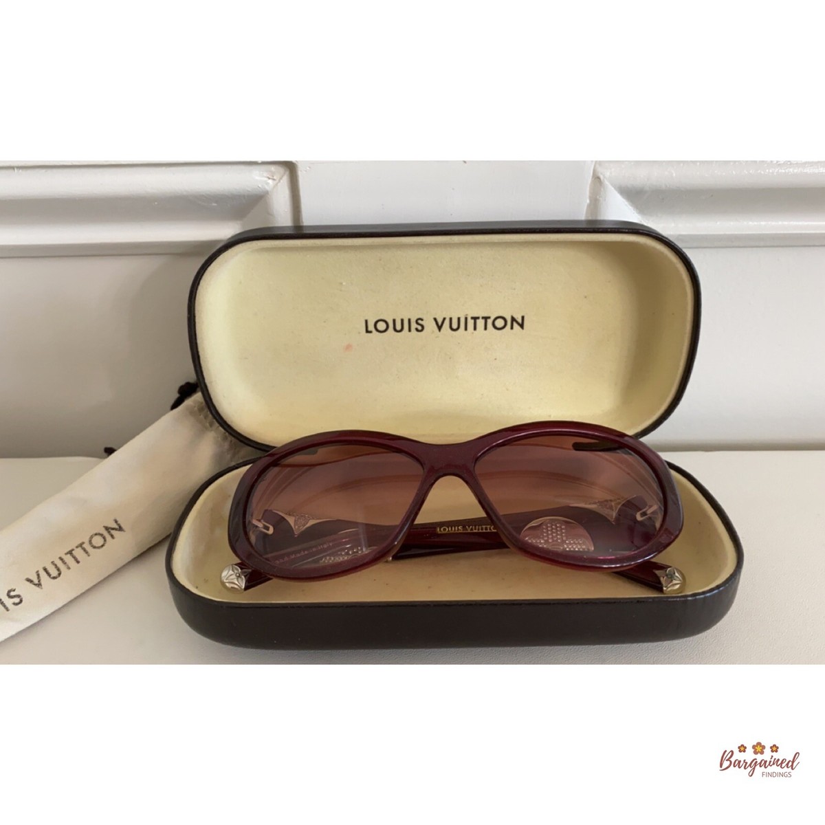 Authentic LOUIS VUITTON Burgundy Acetate Iris Rhinestone Oval
