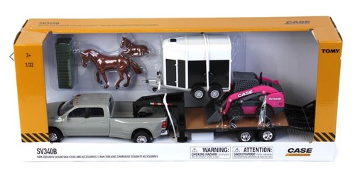 ERTL, DODGE Ram 3500 with gooseneck bed CASE SV340B pink mini loader van and ... - Picture 3 of 3