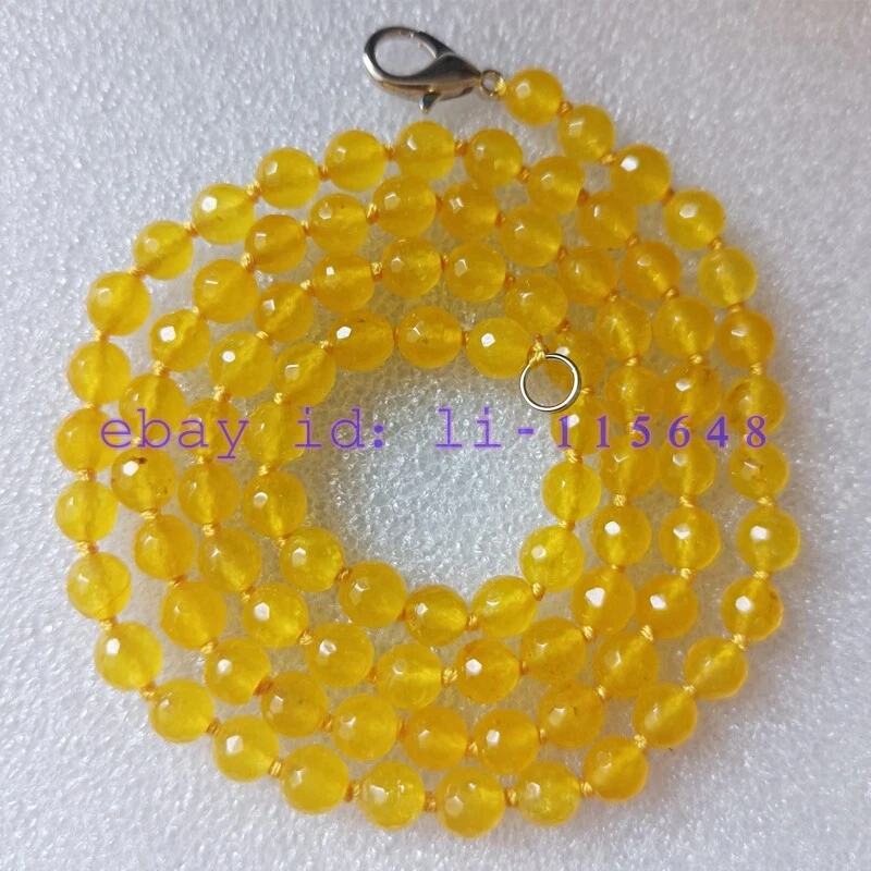 Collar de cuentas redondas de topacio amarillo facetado de 6 mm 20-36 pulgadas retro regalo hombres mujeres Foto 4 de 4
