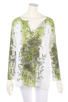 AIRFiELD Pullover Baumwolle Blumen Print D 44 off-white Grüntöne