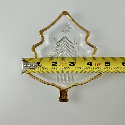 Christmas Tree Candy Dish Mikasa Star Etched Gold Trimmed Nuts Holiday - Picture 6 of 8