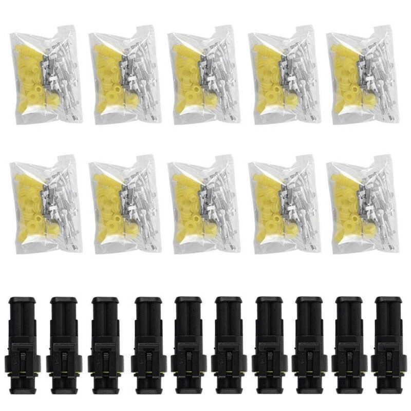 10 kit plugue conector fio elétrico impermeável selado de 2 pinos para carro caminhão - Imagem 4 de 4