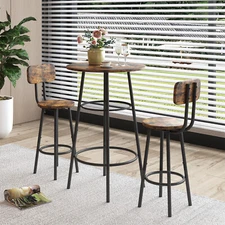 3/5 Piece Bar Table Set Counter Height Kitchen Dining Pub Table with Bar Stools