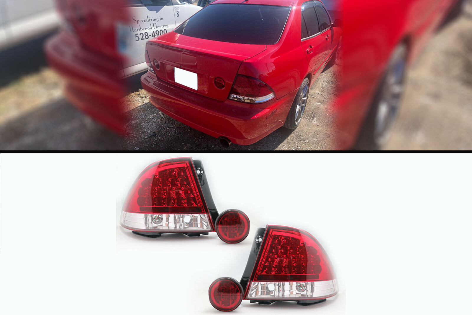 LED Tail Lights + Rear Trunk Fog Lights Red Lens For LEXUS IS200 IS300