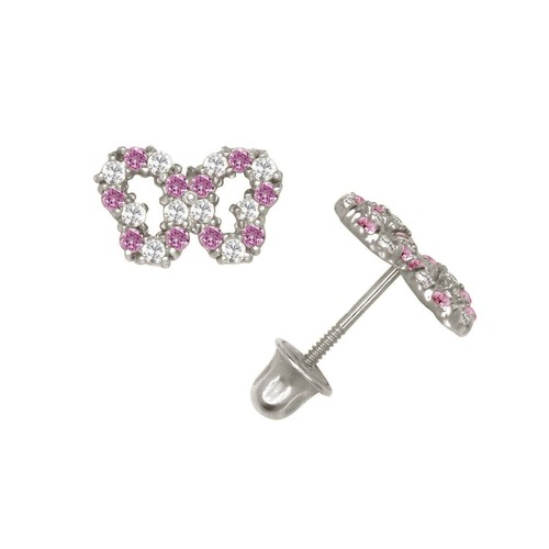 14k Yellow or White Gold Butterfly CZ Stud Earrings - Picture 24 of 24