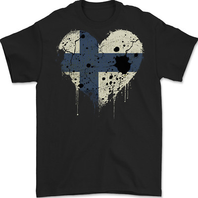 Love Finland Flagge Finnischer Tag Fußball Herren T-Shirt 100% Baumwolle