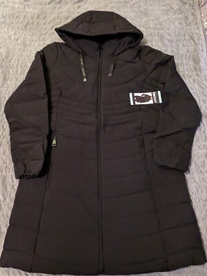 **NICE!** DKNY LARGE QUILTED WATER RESISTANT DOWN COAT WITH HOOD - WOMENS LARGE