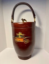 Vintage Loyal Papeete Leather Ice Bucket Reproduction of Fire Bucket 18" tall