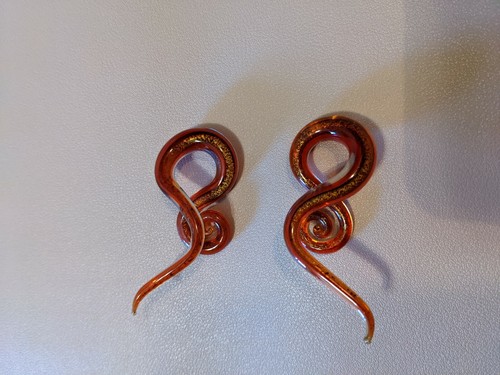 Par de medidores de oreja giratorios conos espirales Pyrex de vidrio 00 g 10 mm naranja  - Imagen 2 de 3