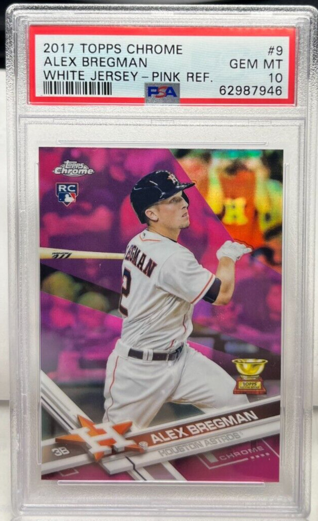 Alex Bregman 2017 Topps Chrome RC Pink Refractor #9 - PSA 10 GEM MT - Astros