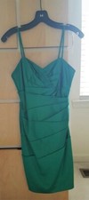 Davids Bridal Bridesmaid Dress Emerald Green Satin Size 4