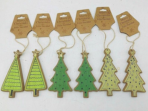 Wooden Traditional Christmas Tree Decorations Set of 3 Buy1Set Get1Set Free!!! - Picture 2 of 7