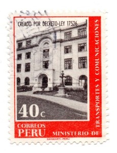 Peru 1970, Public Buildings: Ministry of transports, red, 40 cts, accept offer 2