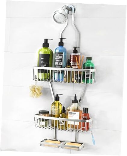 Shower Caddy Hanging Bathroom Organizer: Over Head Long Rack for Tall