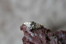 1ct Natural Green Tanzanite & 1.15ct Diamond 9k Gold Ring