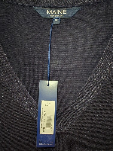 BNWT Maine New England Sparkle Navy V-Neck Jumper UK 12 - Picture 5 of 16